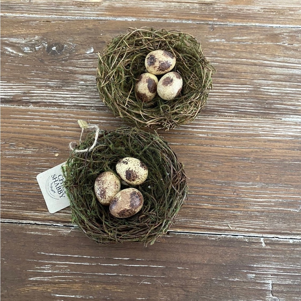 Faux Bird Nests with Faux Eggs Spring Decor NWT